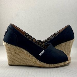 Tom’s espadrille peep toe wedge